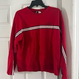 H&M Red Crewneck Sweater with Stripe Accent